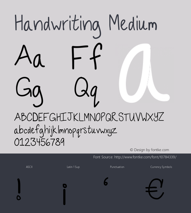 Handwriting Medium Version 001.000 Font Sample