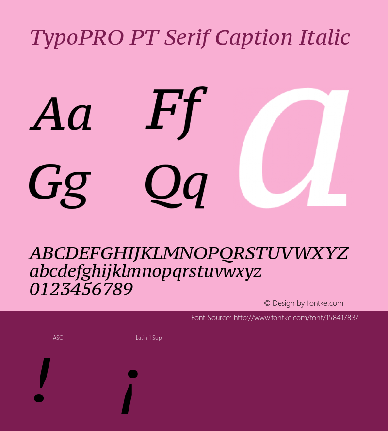 TypoPRO PT Serif Caption Italic Version 1.002 Font Sample