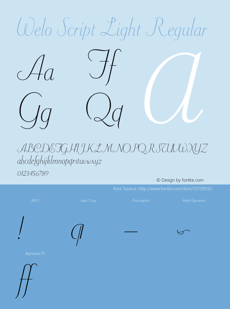 Welo Script Light Regular Version 001.001; t1 to otf Font Sample