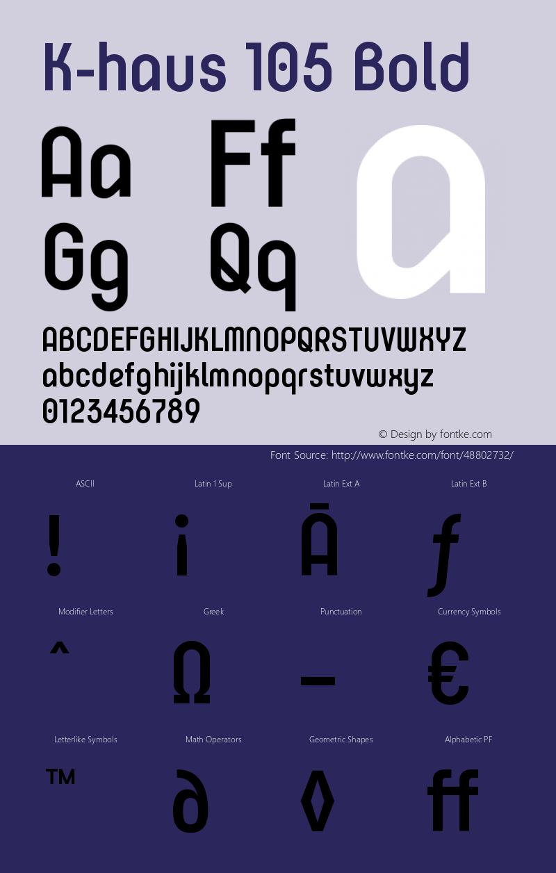 K-haus 105 Bold Version 1.00 Font Sample