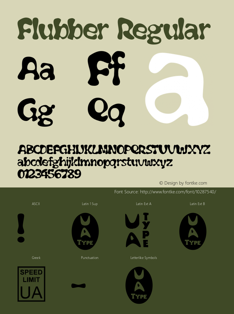 Flubber Regular Version 1.0 8/14/97 Font Sample