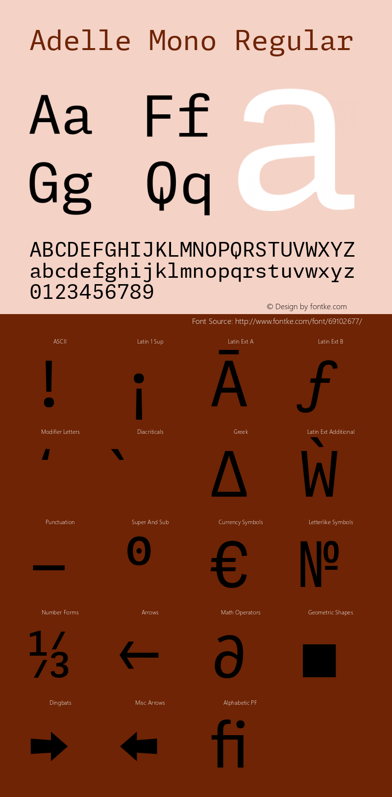 Adelle Mono Version 1.001;hotconv 1.0.114;makeotfexe 2.5.65599 Font Sample