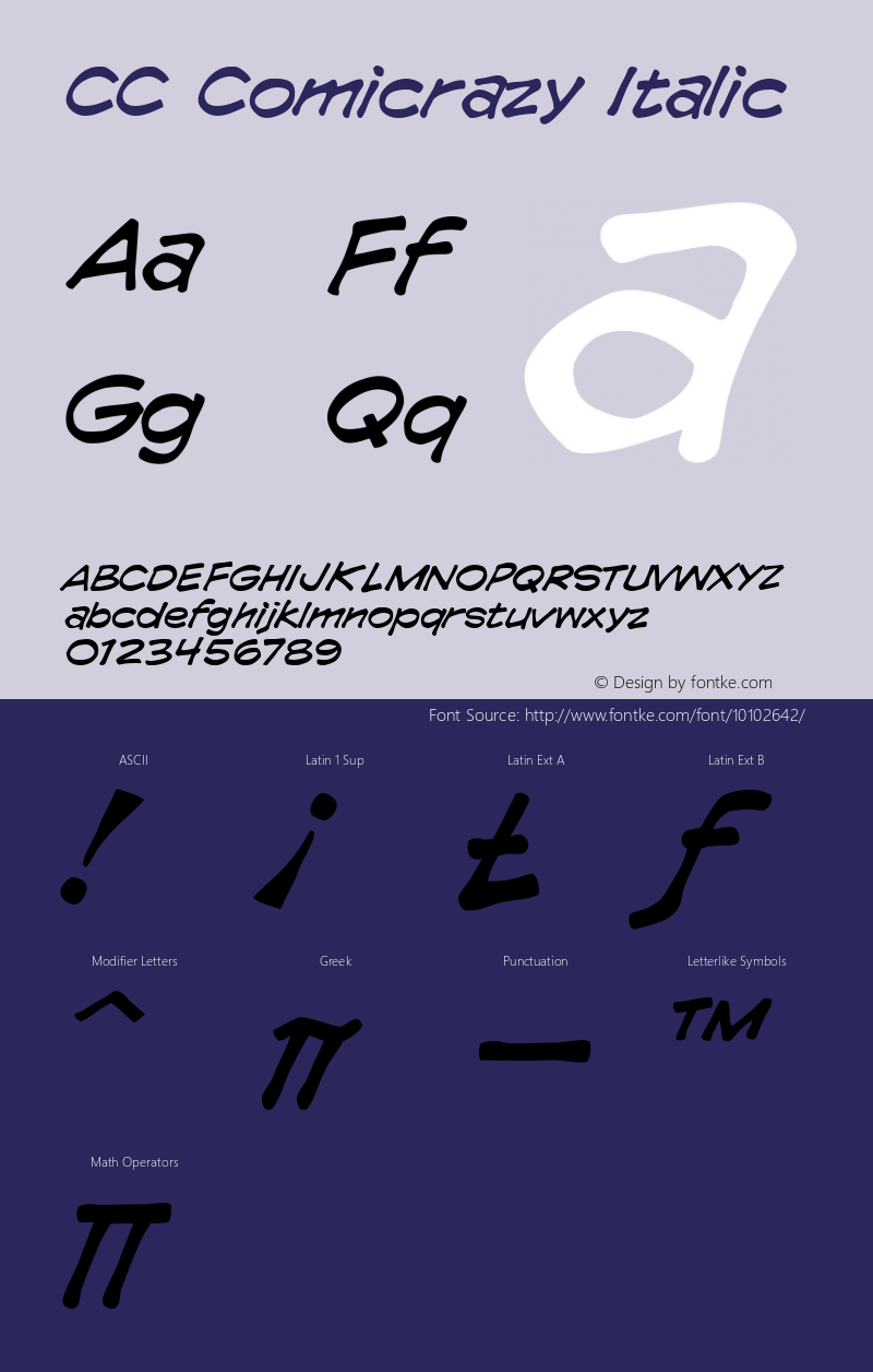 CC Comicrazy Italic 001.000 Font Sample