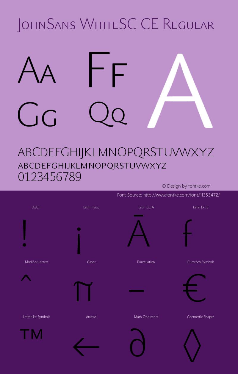 JohnSans WhiteSC CE Regular Version 001.000 Font Sample