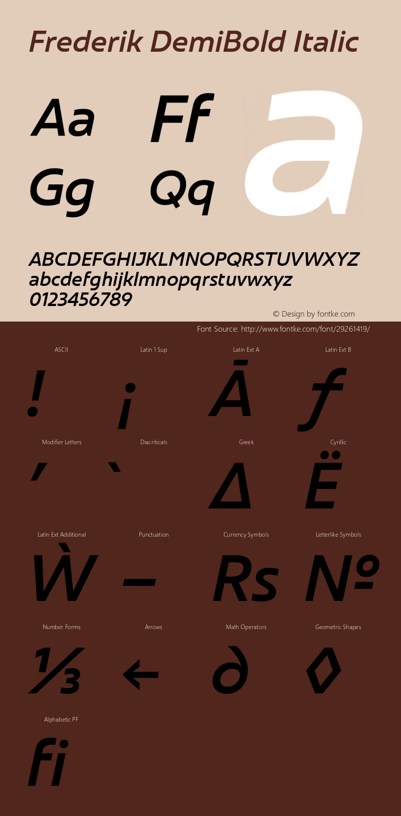 Frederik-DemiBoldItalic Version 001.000 February 2019;YWFTv17 Font Sample