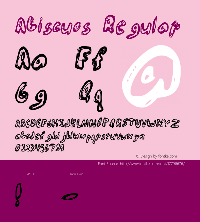 Abiscuos Regular 1998; 1.0, initial release Font Sample