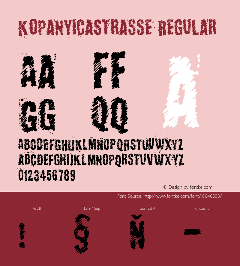 KopanyicaStrasse Regular Macromedia Fontographer 4.1 20.6.2008 Font Sample