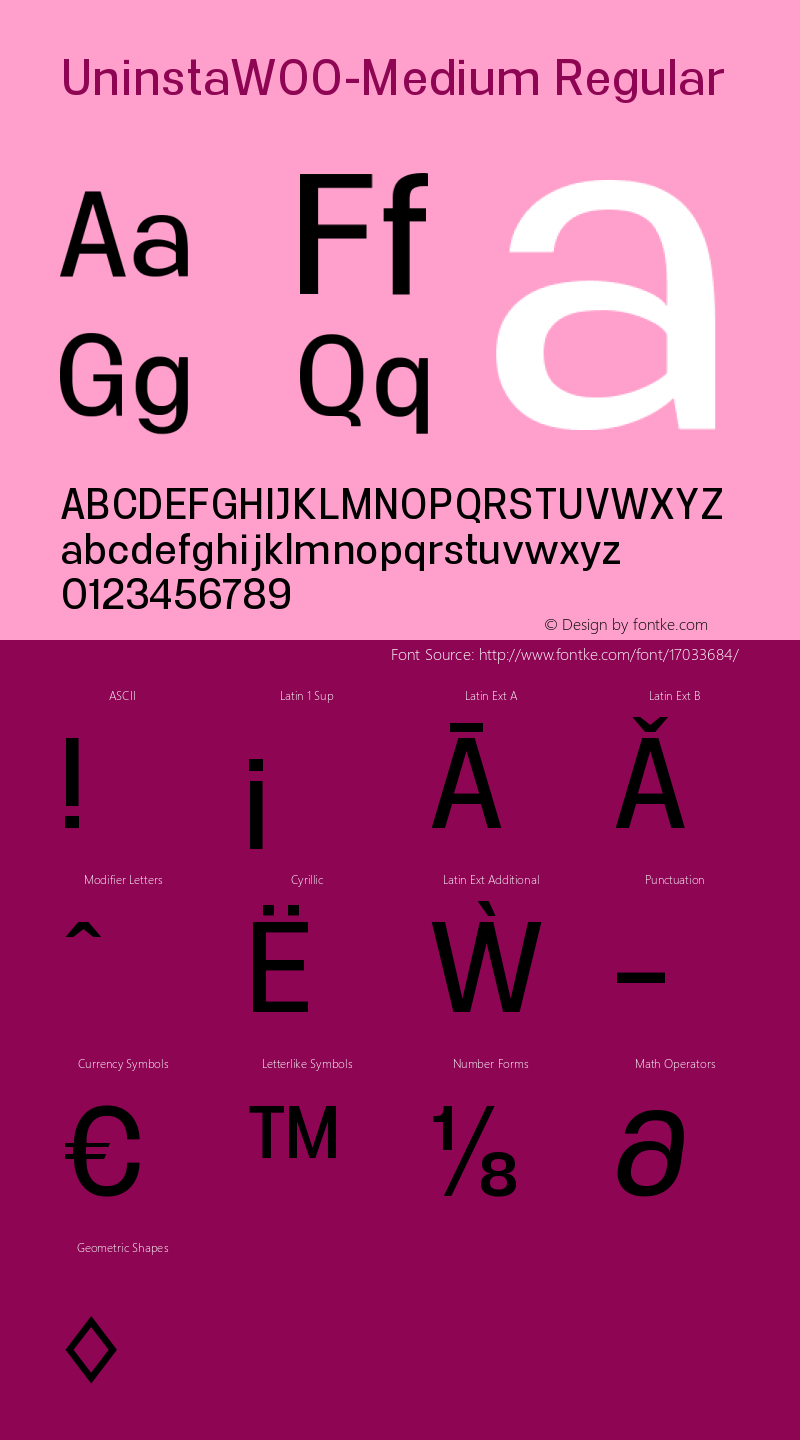 UninstaW00-Medium Regular Version 1.00 Font Sample