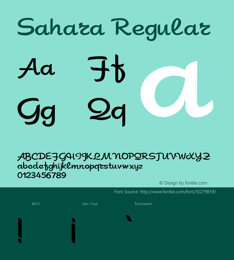 Sahara Regular Unknown Font Sample