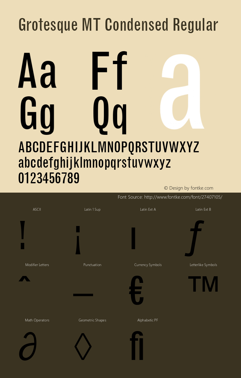 Grotesque MT Condensed Version 1.00 - October 2001 Font Sample