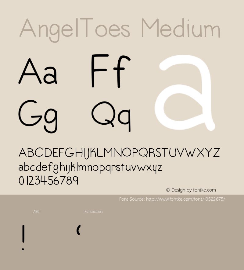 AngelToes Medium Version 001.000 Font Sample