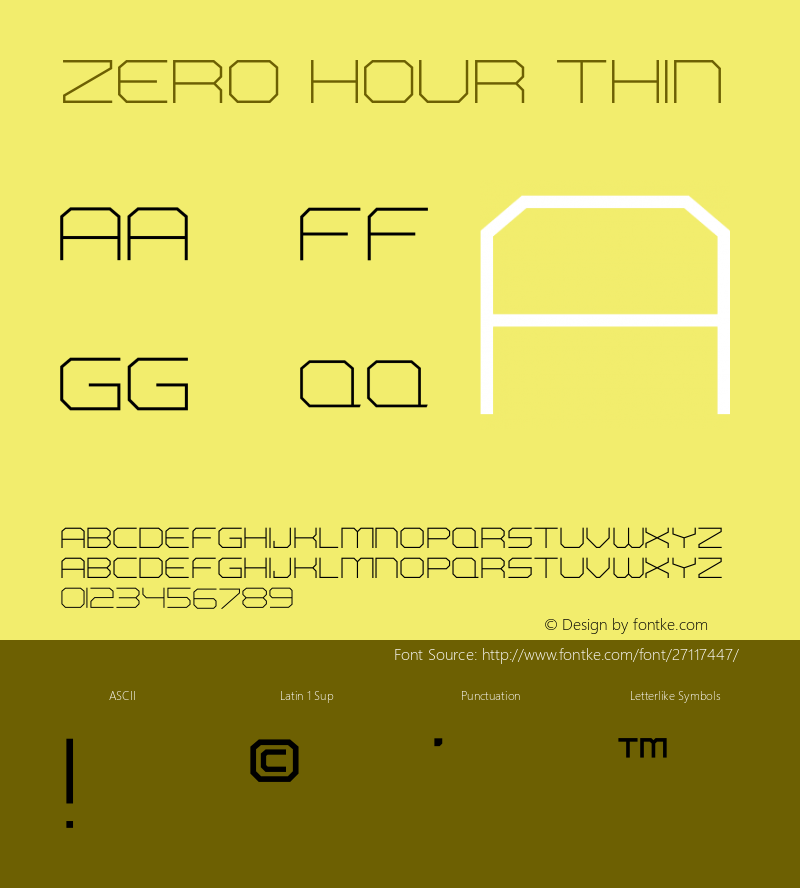 Zero Hour Thin Version 1.003;Fontself Maker 2.1.2 Font Sample