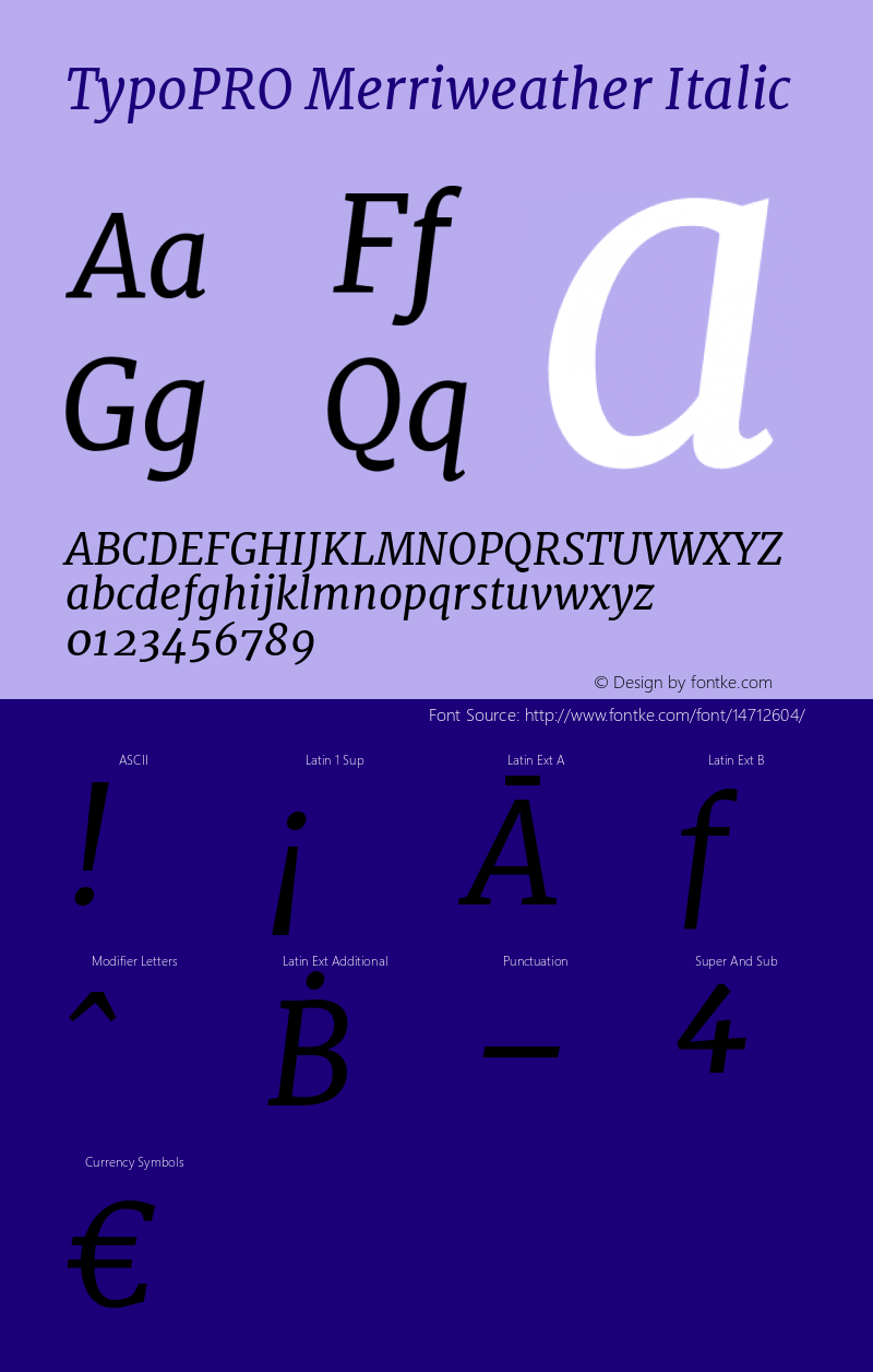 TypoPRO Merriweather Italic Version 1.001 Font Sample