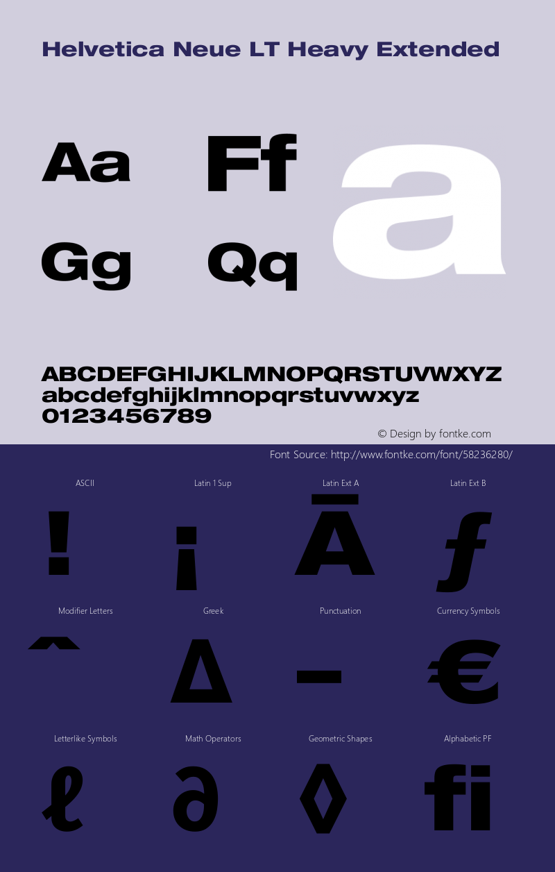 Helvetica Neue LT 83 Heavy Extended 001.000 Font Sample