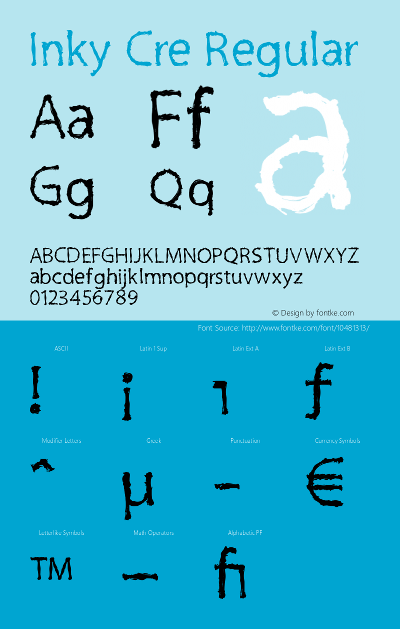 Inky Cre Regular Version 001.000 Font Sample