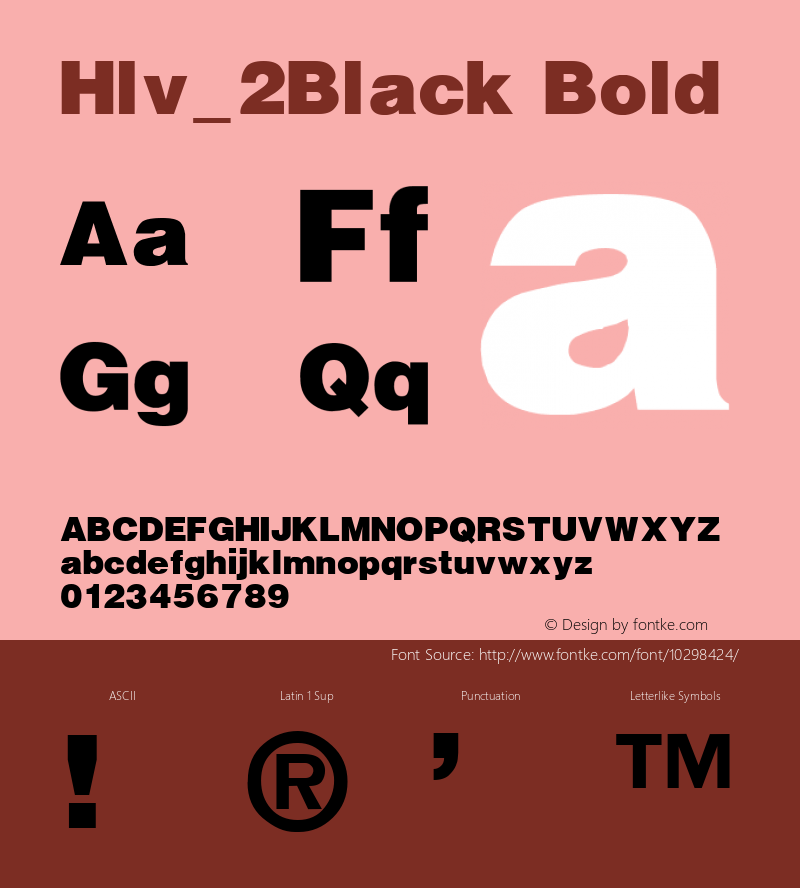 Hlv_2Black Bold 1.0 Sat Oct 02 16:33:00 1993 Font Sample