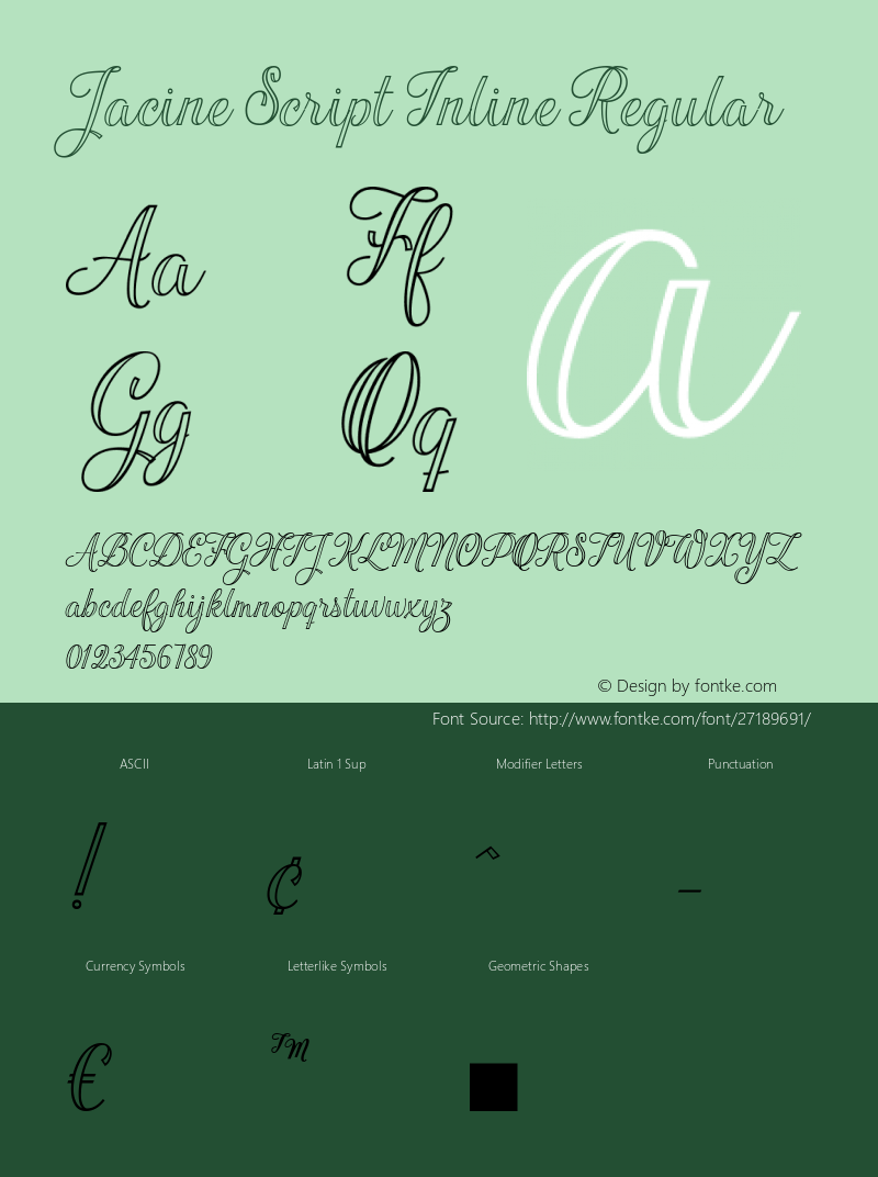 Jacine Script Inline Version 1.00;August 13, 2018;FontCreator 11.5.0.2427 64-bit Font Sample