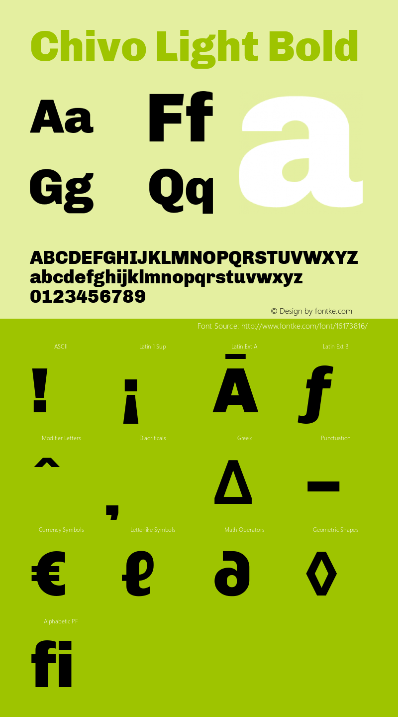 Chivo Light Bold Version 1.006; ttfautohint (v1.4.1) Font Sample