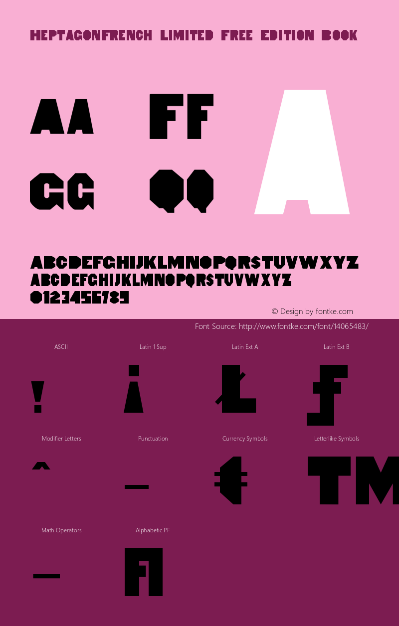 HeptagonFrench Limited Free Edition Book Version 1.000 2011 initial r Font Sample