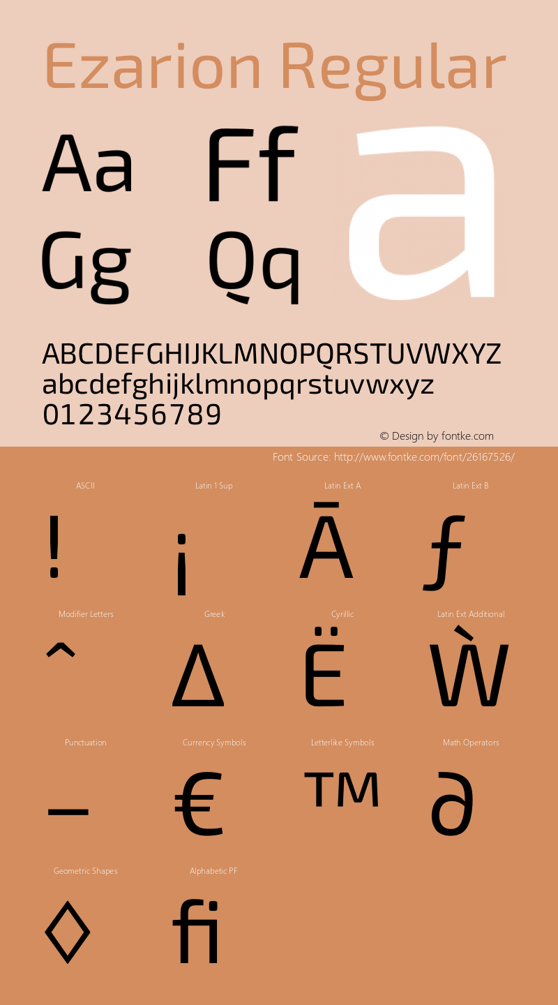 Ezarion Version 1.001;PS 001.001;hotconv 1.0.70;makeotf.lib2.5.58329; ttfautohint (v1.8.1) Font Sample