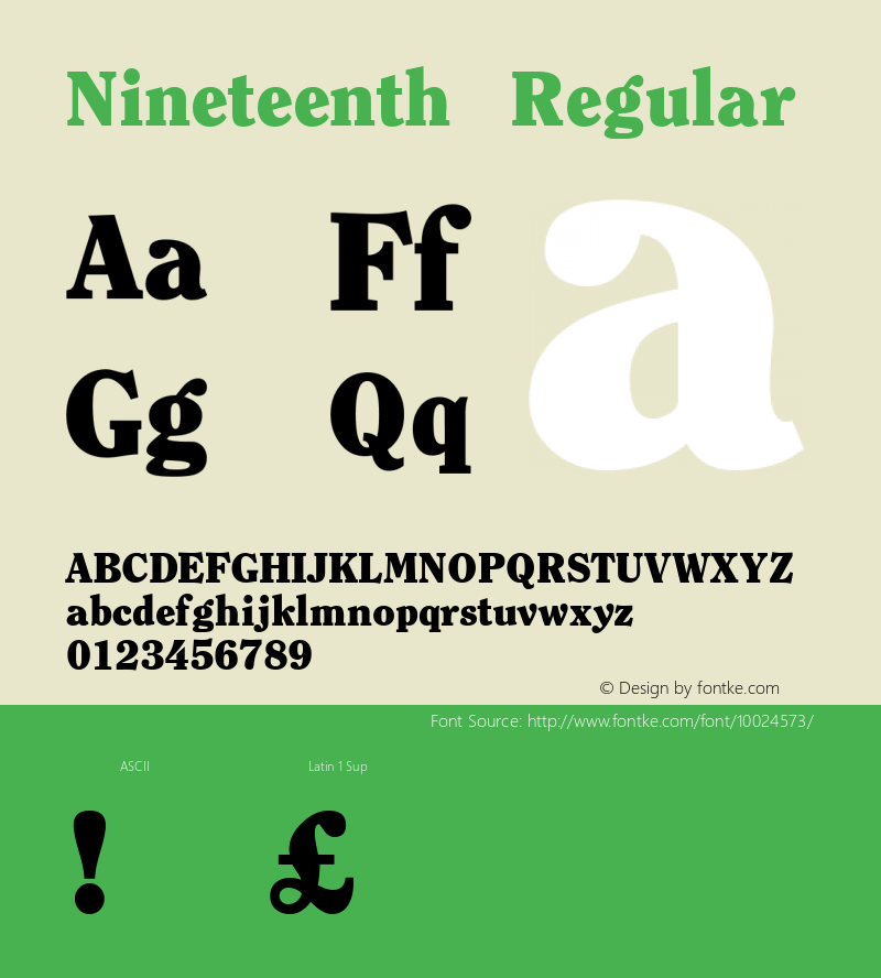 Nineteenth Regular Unknown Font Sample