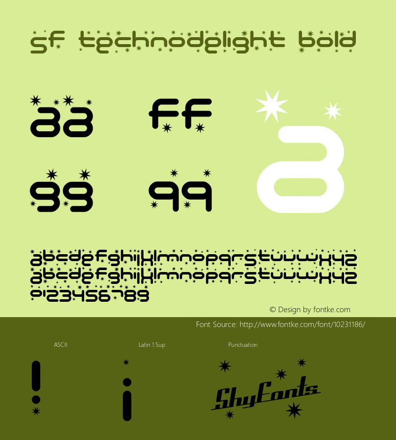 SF Technodelight Bold 1.0 Font Sample