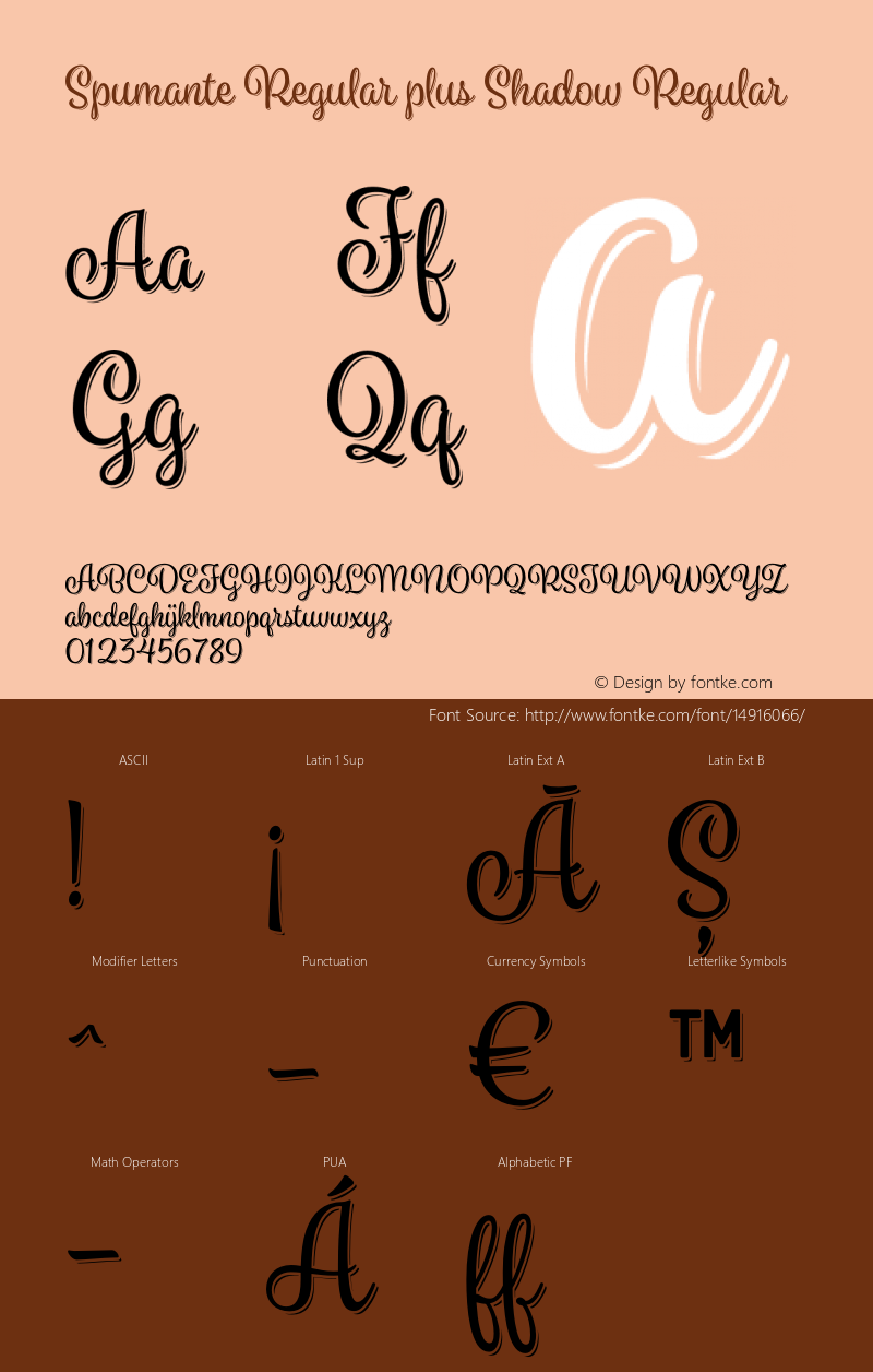 Spumante Regular plus Shadow Regular Version 1.000 Font Sample