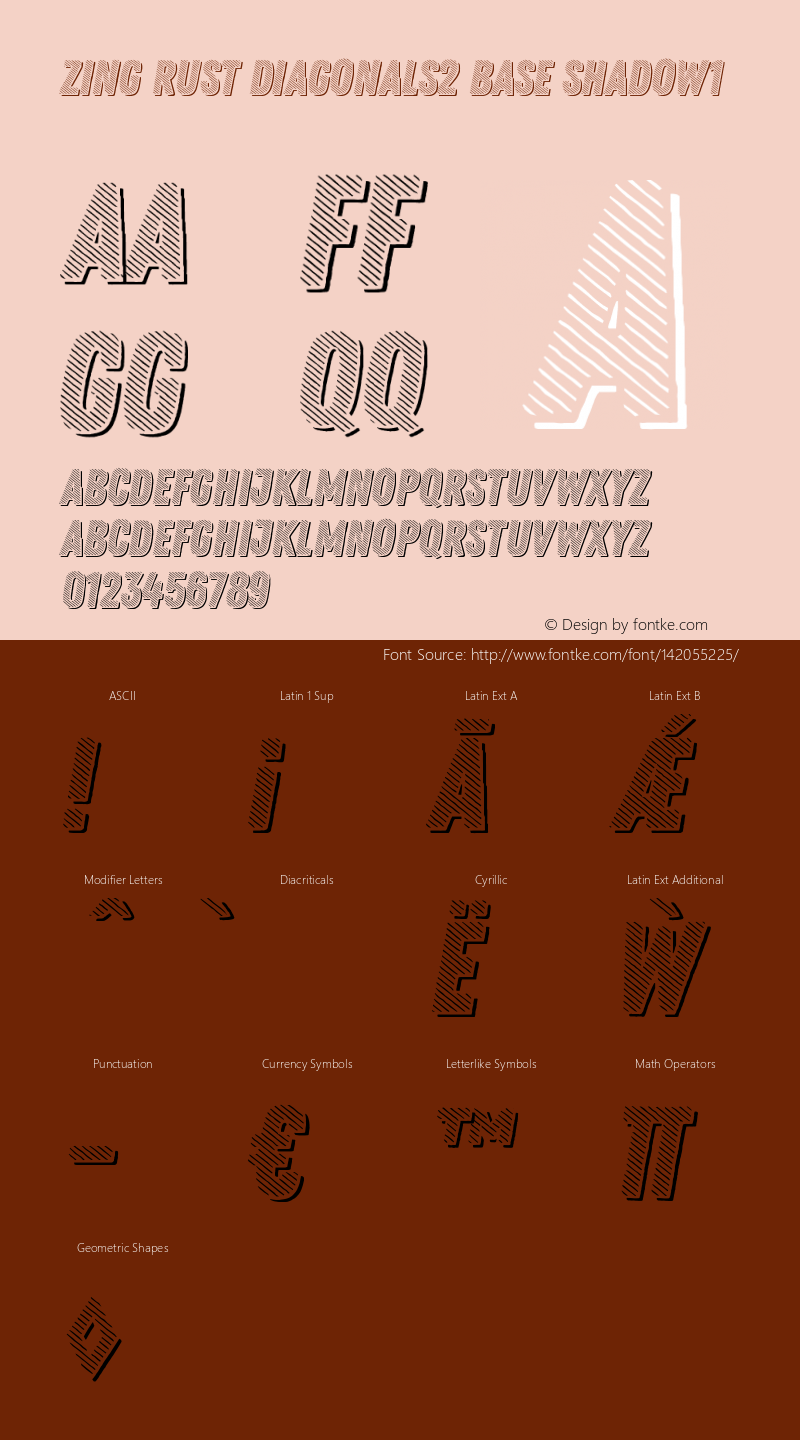 Zing Rust Diagonals2 Base Shadow1 Version 1.000 Font Sample