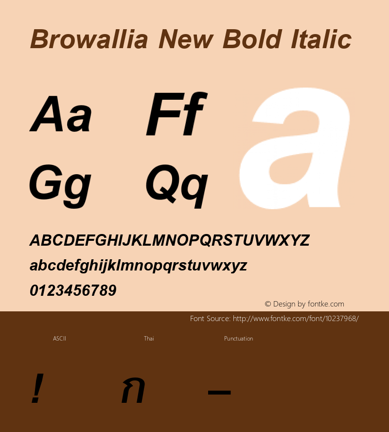 Browallia New Bold Italic Version 2.20 Font Sample