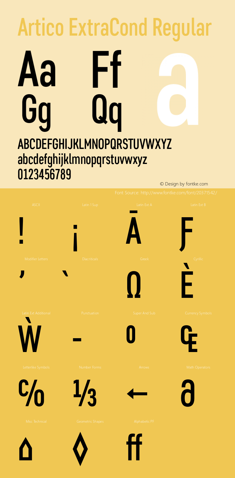 Artico ExtraCond Version 1.000 Font Sample