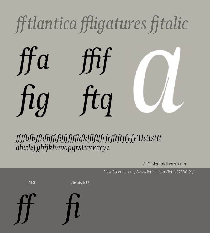 Atlantica Ligatures Italic Version 1.000;PS 001.000;hotconv 1.0.38 Font Sample