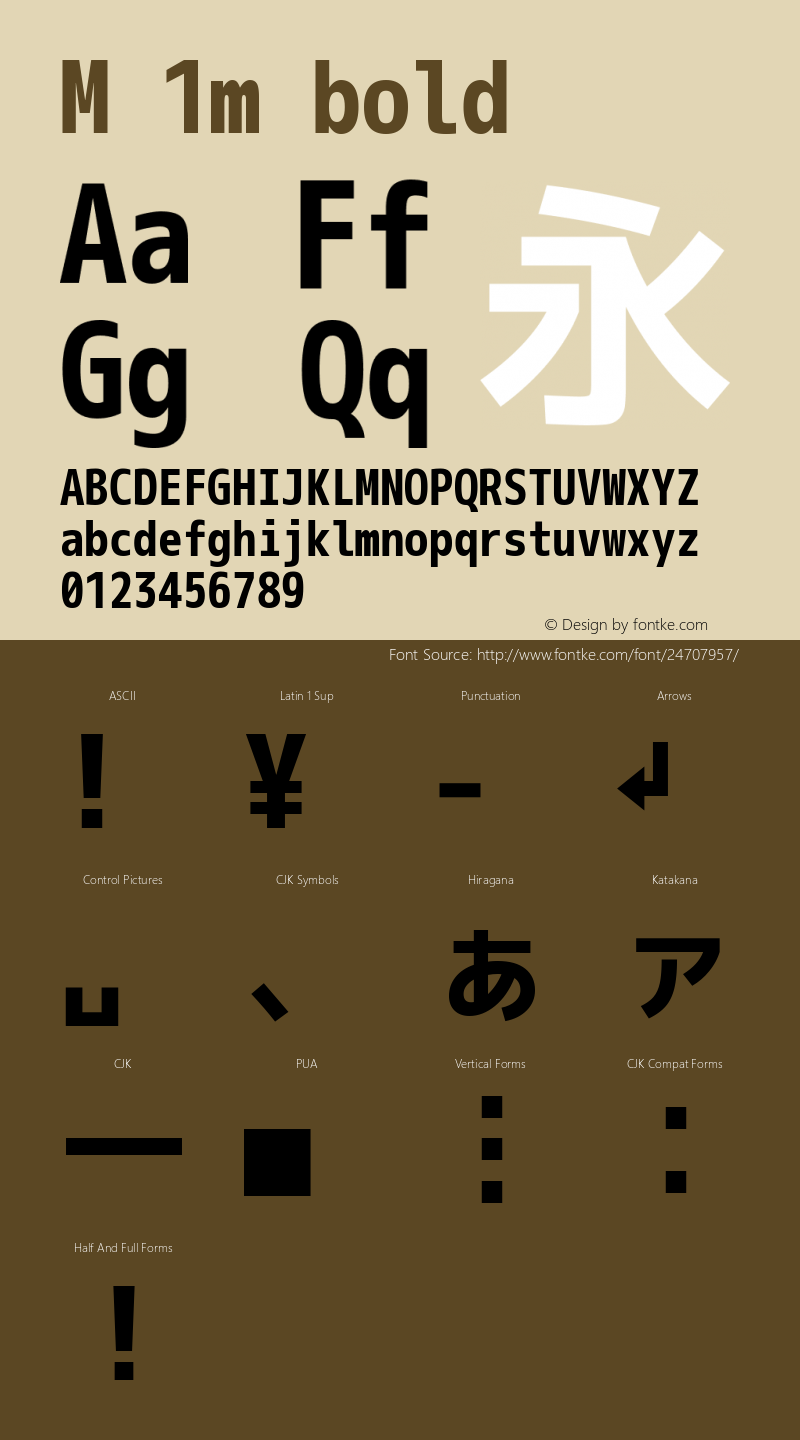 M 1m bold Version 1.018 Font Sample