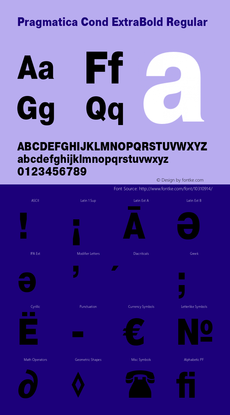 Pragmatica Cond ExtraBold Regular Version 1.000;PS 001.001;hotconv 1.0.38 Font Sample