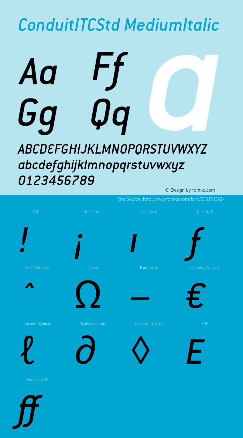 ConduitITCStd-MediumItalic Version 1.10图片样张