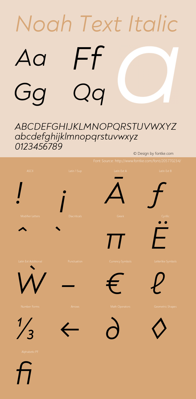 Noah Text Regular Italic Version 1.000; ttfautohint (v1.8)图片样张