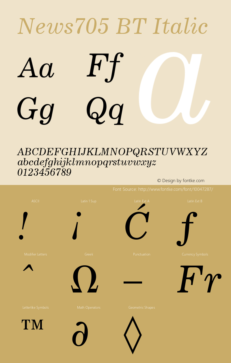 News705 BT Italic mfgpctt-v1.57 Monday, February 22, 1993 3:52:04 pm (EST) Font Sample