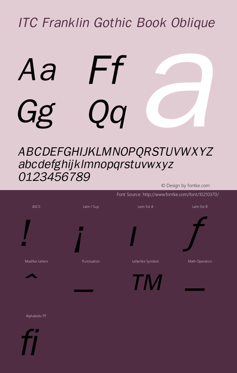 ITC Franklin Gothic Book Oblique 001.001 Font Sample