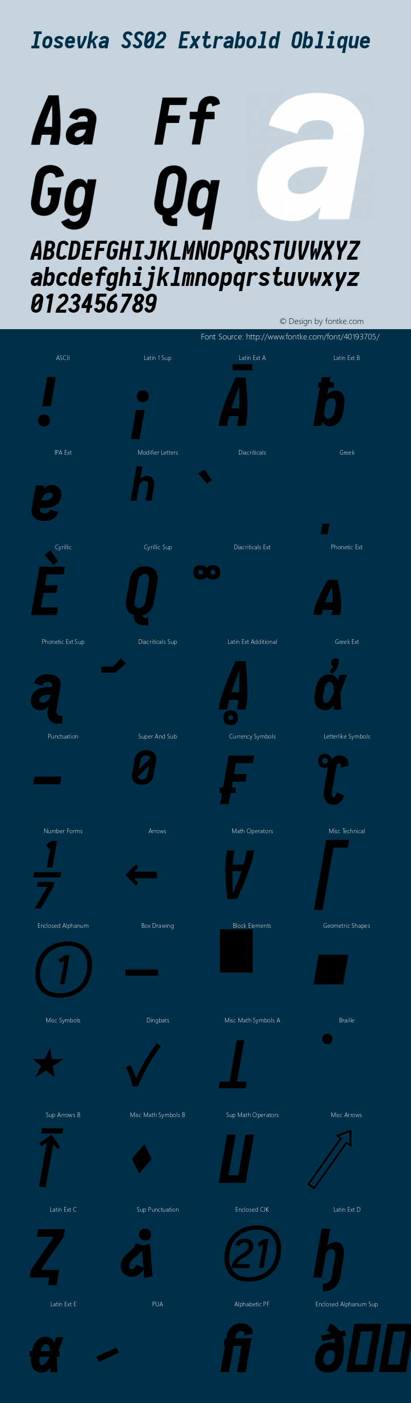 Iosevka SS02 Extrabold Oblique 2.3.0 Font Sample