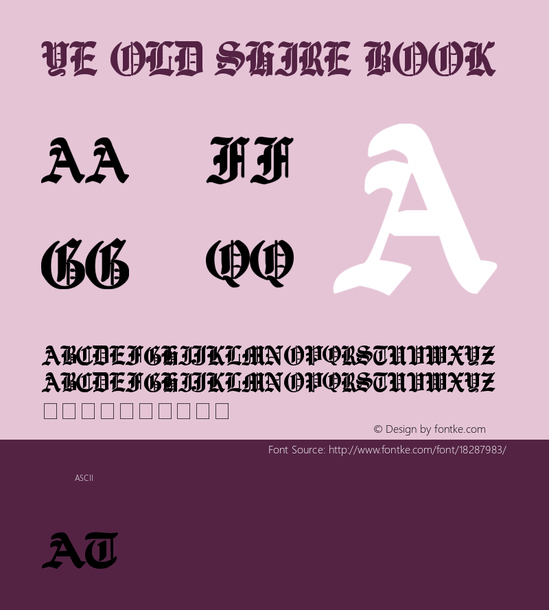 Ye Old Shire Book Version 1.00 June 5, 2008, i Font Sample