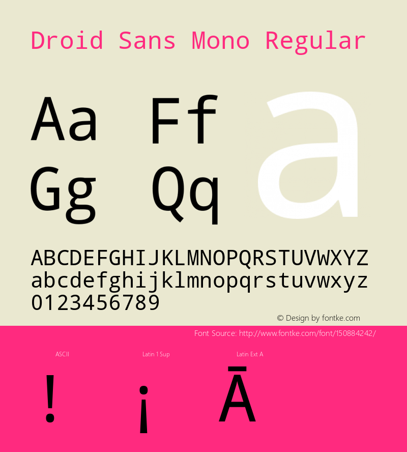 Droid Sans Mono Version 1.00 build 112 Font Sample