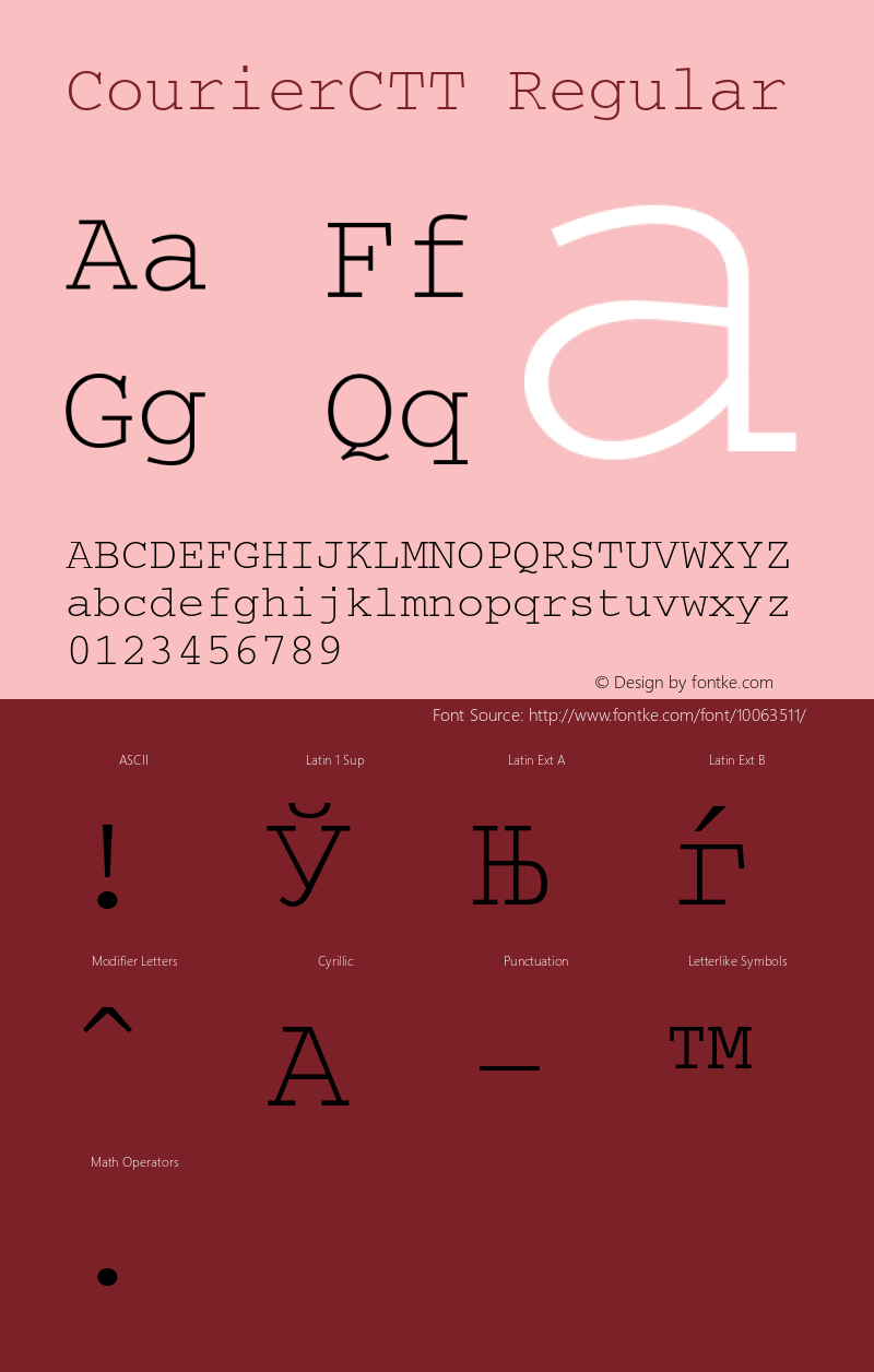 CourierCTT Regular TrueType Maker version 1.10.00 Font Sample