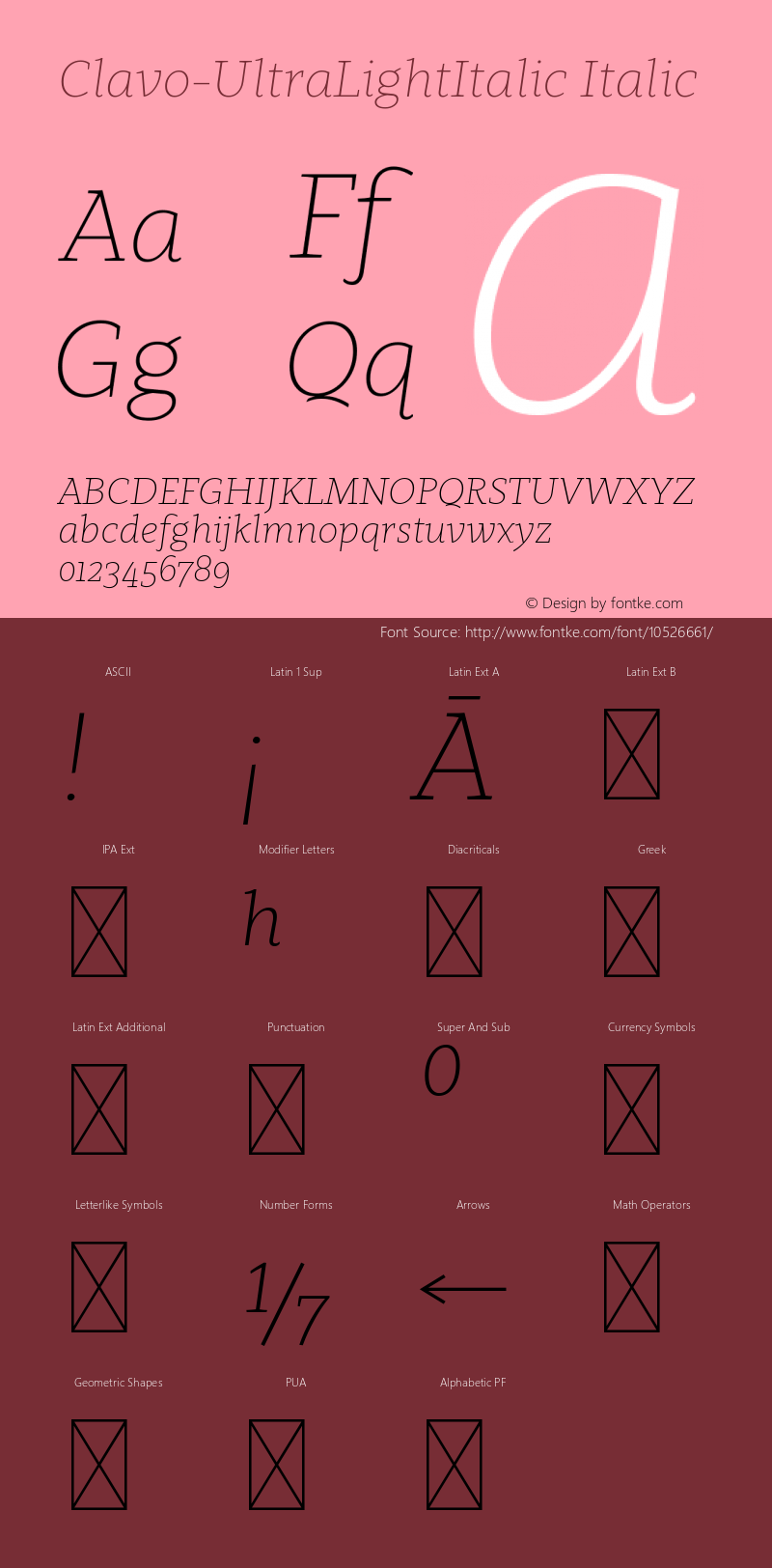 Clavo-UltraLightItalic Italic Version 1.000;PS 001.000;hotconv 1.0.70;makeotf.lib2.5.58329 Font Sample