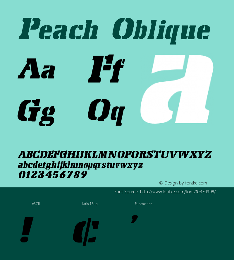 Peach Oblique 1.0 Wed Sep 21 11:43:34 1994 Font Sample