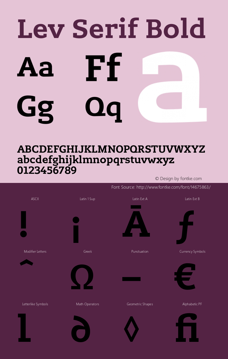 Lev Serif Bold Version 1.001 Font Sample