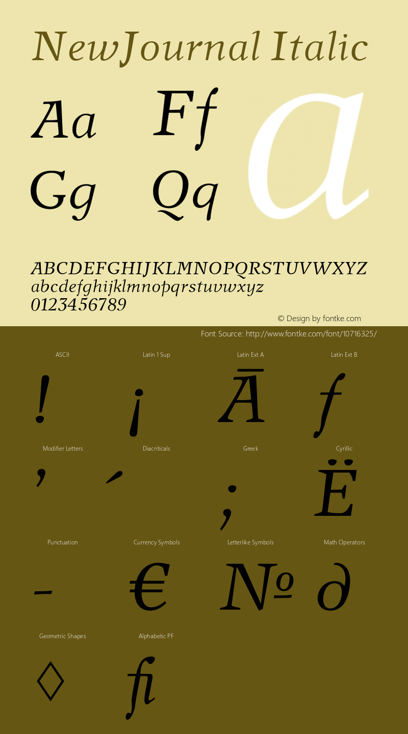 NewJournal Italic Version 1.000;PS 001.001;hotconv 1.0.38 Font Sample