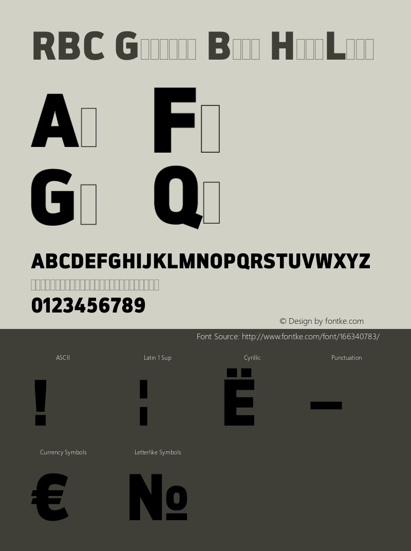 RBC Grotesk Bold HeadLine Version 001.000 Font Sample