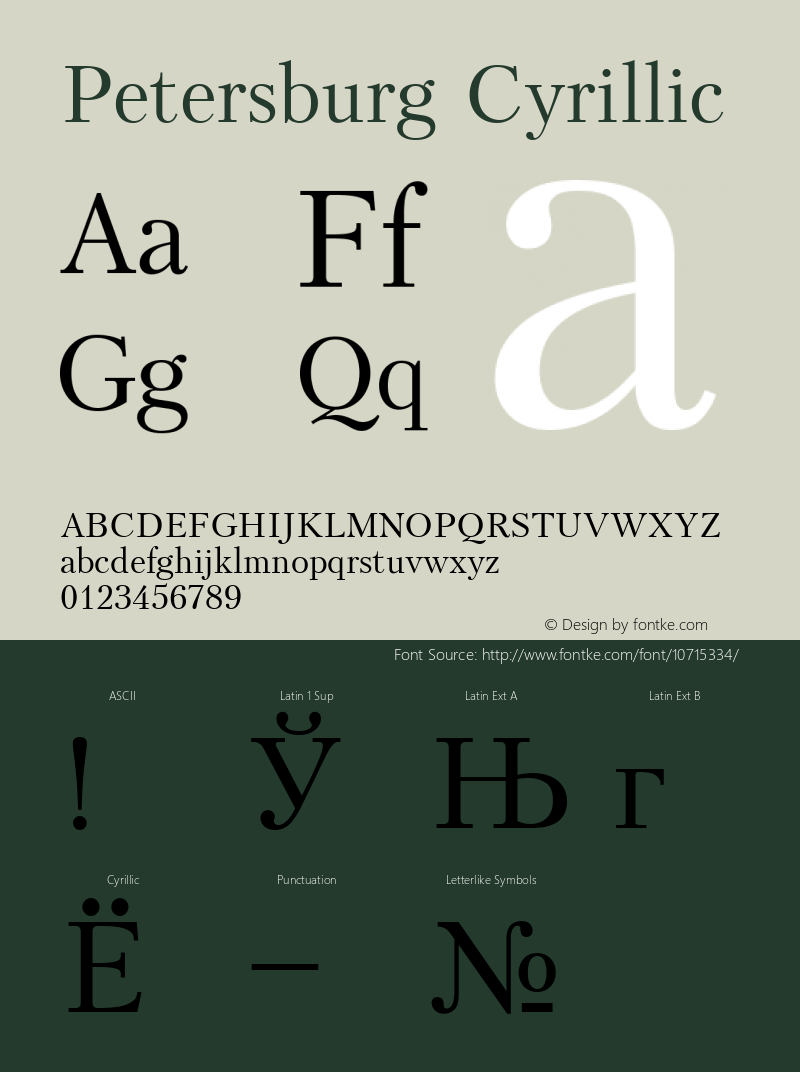 Petersburg Cyrillic 001.000 Font Sample