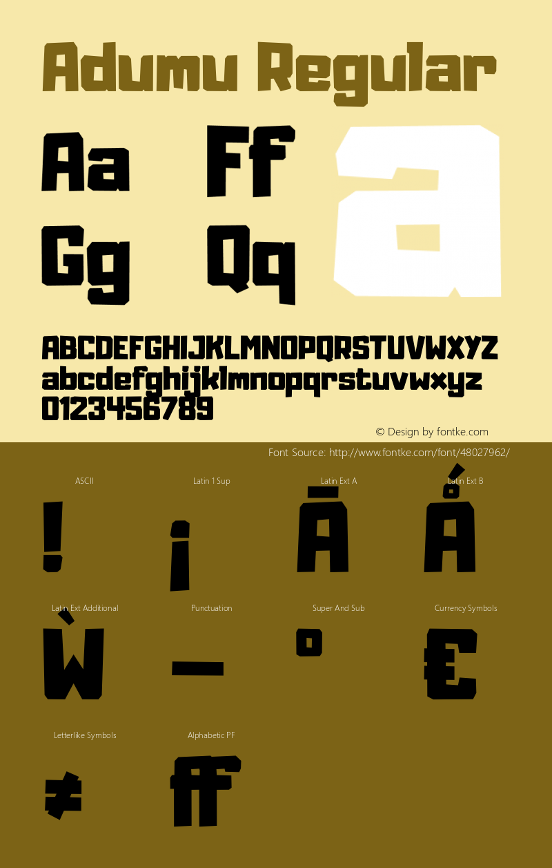 Adumu Version 4.000 Font Sample