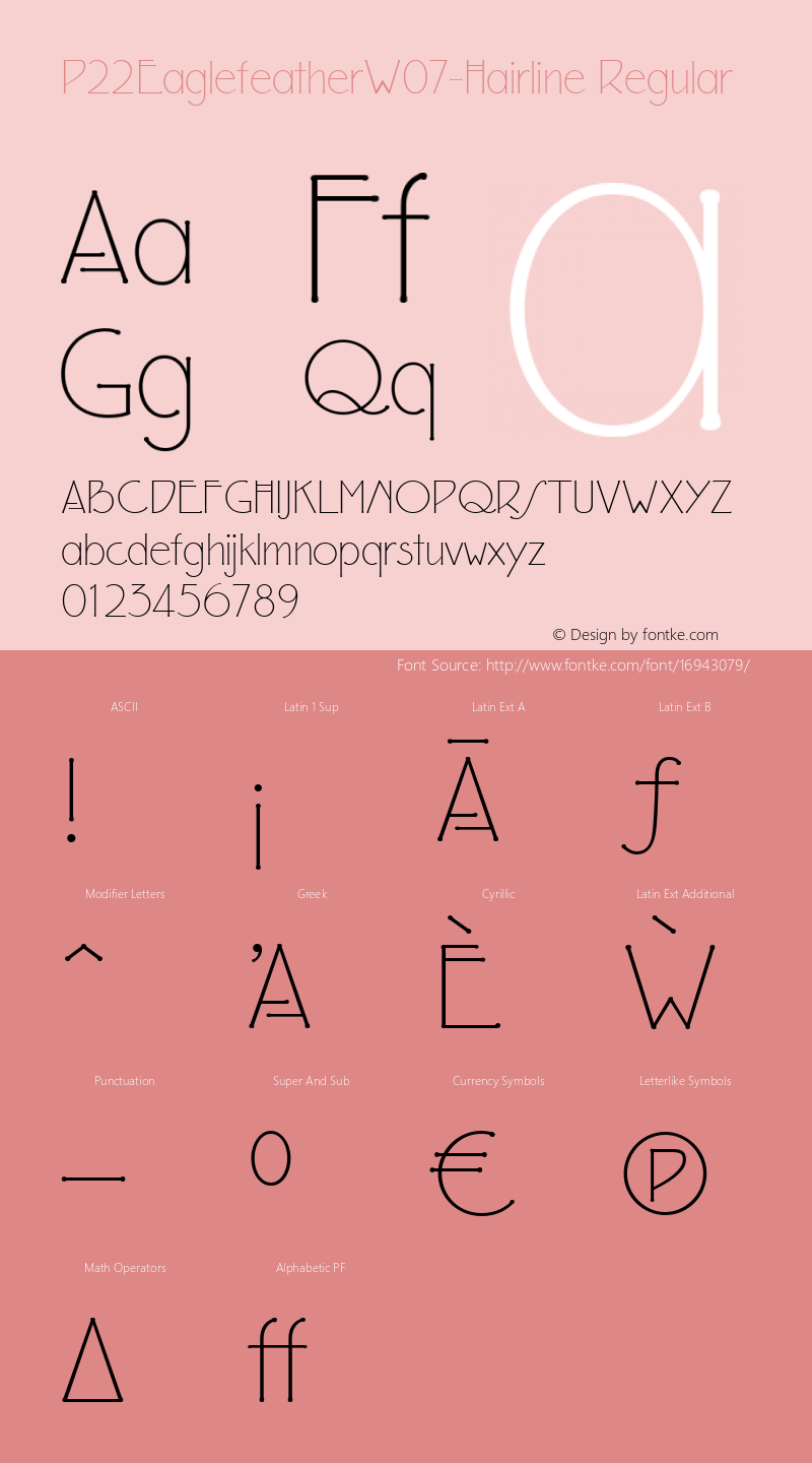 P22EaglefeatherW07-Hairline Regular Version 2.200 Font Sample