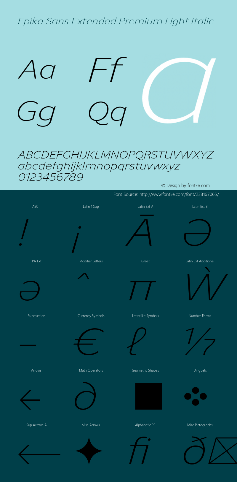 Epika Sans Extended Premium Light Italic Version 1.000;FEAKit 1.0图片样张